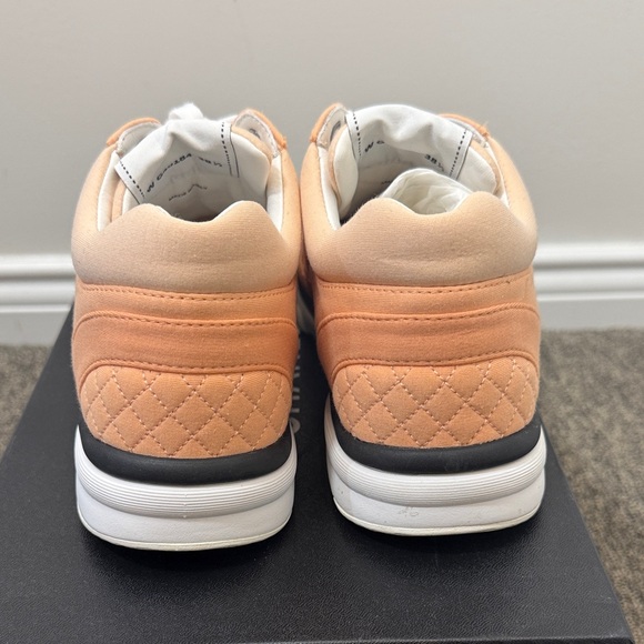 Chanel Peach Suede Quilted Logo Sneakers - 38.5 - Picture 8 of 10